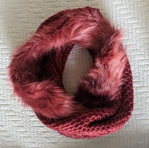 Red Faux Fur Infinity Scarf